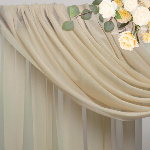 Wedding Arch Draping Fabric Backdrop Drapes 2 Panels, Champagne, alternate view 4