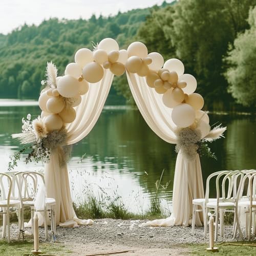 Wedding Arch Draping Fabric Backdrop Drapes 2 Panels, Champagne, alternate view 5