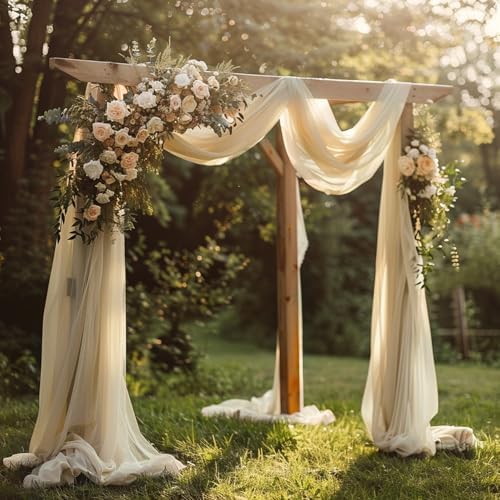 Wedding Arch Draping Fabric Backdrop Drapes 2 Panels, Champagne, alternate view 6