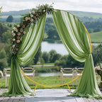 Wedding Arch Draping Fabric Backdrop Drapes 2 Panels, Sage Green, alternate view 3