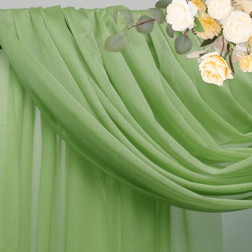 Wedding Arch Draping Fabric Backdrop Drapes 2 Panels, Sage Green, alternate view 4