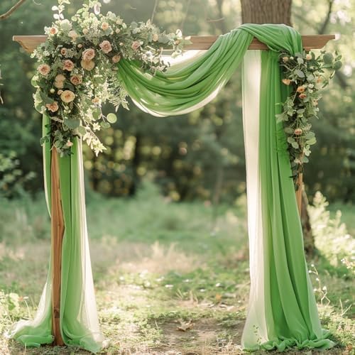 Wedding Arch Draping Fabric Backdrop Drapes 2 Panels, Sage Green, alternate view 6