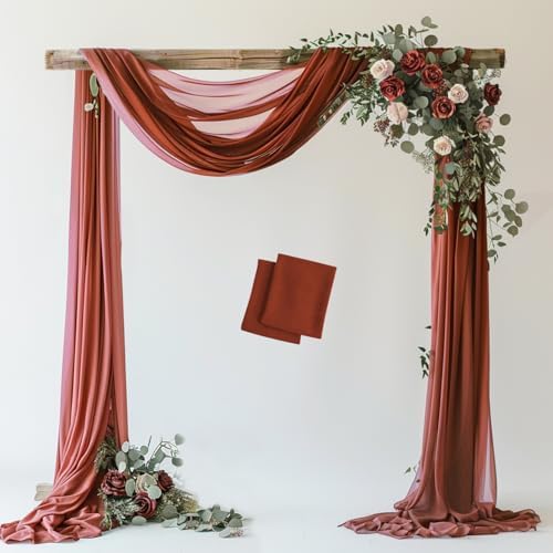 Wedding Arch Draping Fabric Backdrop Drapes 2 Panels, Terracotta