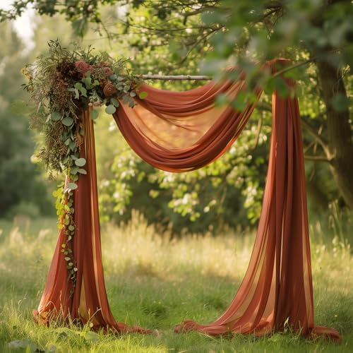 Wedding Arch Draping Fabric Backdrop Drapes 2 Panels, Terracotta, alternate view 3