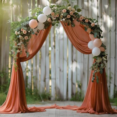 Wedding Arch Draping Fabric Backdrop Drapes 2 Panels, Terracotta, alternate view 4
