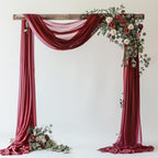 Wedding Arch Draping Fabric Backdrop Drapes 28.7" x 20FT, Burgundy