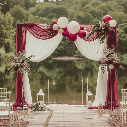 Wedding Arch Draping Fabric Backdrop Drapes 28.7" x 20FT, Burgundy, alternate view 3