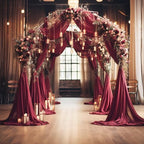 Wedding Arch Draping Fabric Backdrop Drapes 28.7" x 20FT, Burgundy, alternate view 5