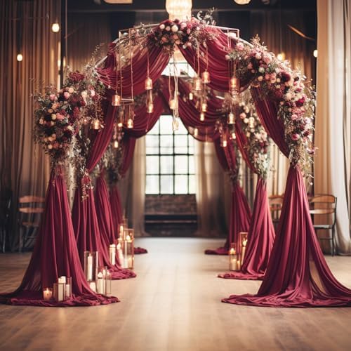 Wedding Arch Draping Fabric Backdrop Drapes 28.7" x 20FT, Burgundy, alternate view 5