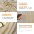 Wedding Arch Draping Fabric Backdrop Drapes 28.7" x 20FT, Champagne, alternate view 2