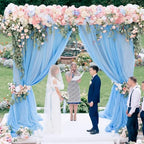 Wedding Arch Draping Fabric Backdrop Drapes 28.7"x 20FT, Dusty Blue, alternate view 3