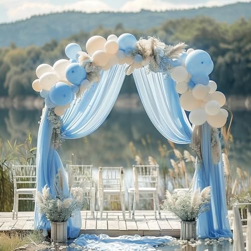 Wedding Arch Draping Fabric Backdrop Drapes 28.7"x 20FT, Dusty Blue, alternate view 5