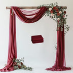 Wedding Arch Draping Fabric Backdrop Drapes 3 Panels, Burgundy