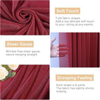Wedding Arch Draping Fabric Backdrop Drapes 3 Panels, Burgundy, alternate view 2
