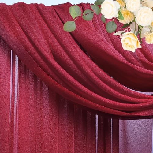 Wedding Arch Draping Fabric Backdrop Drapes 3 Panels, Burgundy, alternate view 3