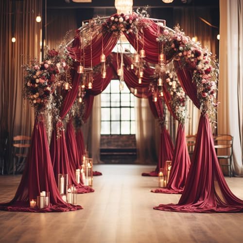Wedding Arch Draping Fabric Backdrop Drapes 3 Panels, Burgundy, alternate view 4