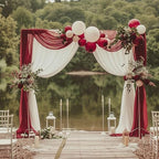 Wedding Arch Draping Fabric Backdrop Drapes 3 Panels, Burgundy, alternate view 6