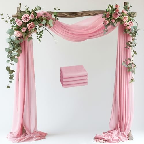 Wedding Arch Draping Fabric Backdrop Drapes 4 Panels, Blush Pink