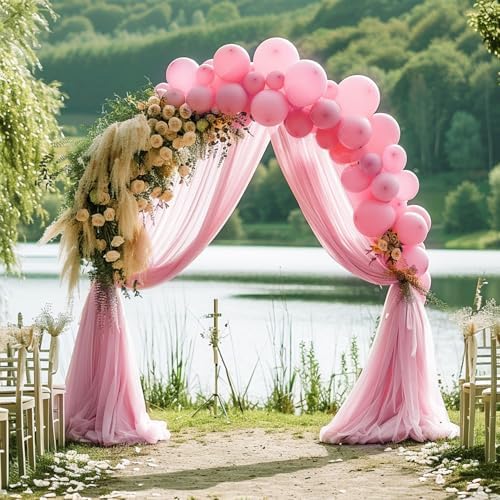 Wedding Arch Draping Fabric Backdrop Drapes 4 Panels, Blush Pink, alternate view 6