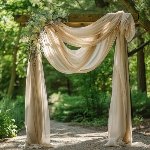 Wedding Arch Draping Fabric Backdrop Drapes 4 Panels, Champagne, alternate view 5