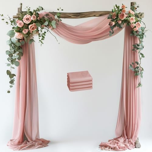 Wedding Arch Draping Fabric Backdrop Drapes 4 Panels, Dusty Rose