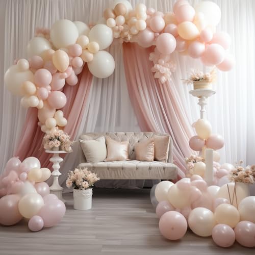 Wedding Arch Draping Fabric Backdrop Drapes 4 Panels, Dusty Rose, alternate view 3