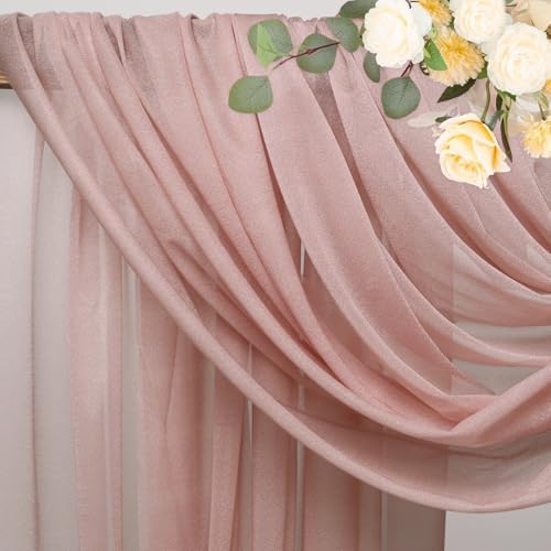 Wedding Arch Draping Fabric Backdrop Drapes 4 Panels, Dusty Rose, alternate view 4