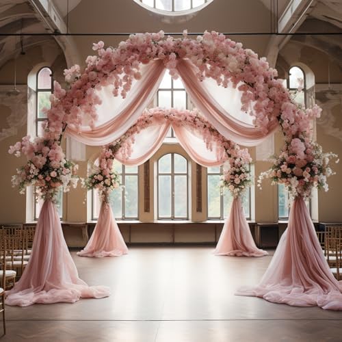 Wedding Arch Draping Fabric Backdrop Drapes 4 Panels, Dusty Rose, alternate view 5