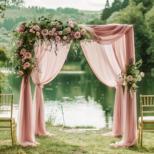 Wedding Arch Draping Fabric Backdrop Drapes 4 Panels, Dusty Rose, alternate view 6