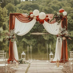 Wedding Arch Draping Fabric Backdrop Drapes 4 Panels, Terracotta, alternate view 6