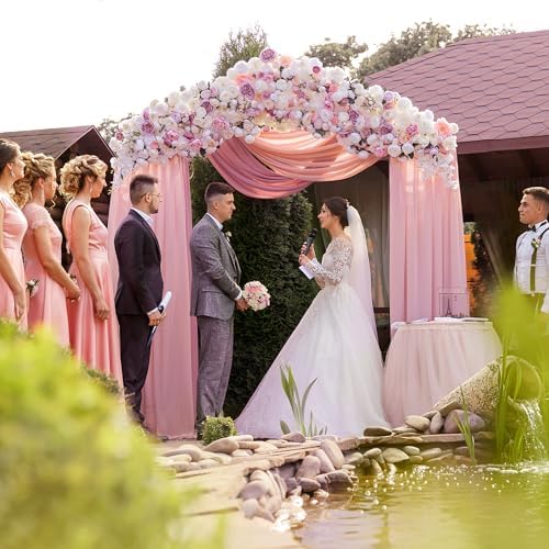 Wedding Arch Draping Fabric Backdrop Drapes 6 Panels, Blush Pink, alternate view 5