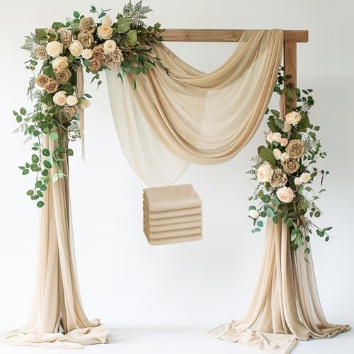 Wedding Arch Draping Fabric Backdrop Drapes 6 Panels, Champagne