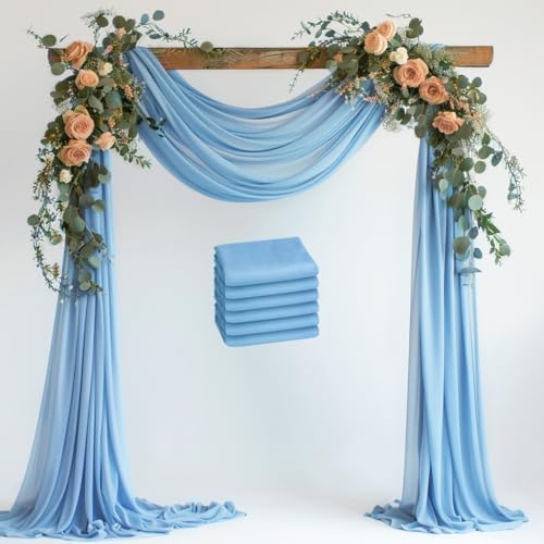 Wedding Arch Draping Fabric Backdrop Drapes 6 Panels, Dusty Blue