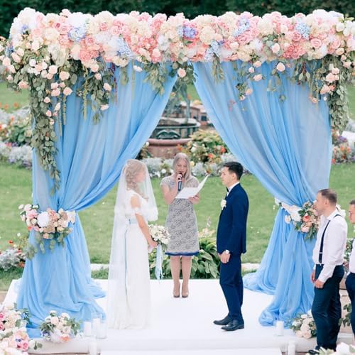 Wedding Arch Draping Fabric Backdrop Drapes 6 Panels, Dusty Blue, alternate view 3