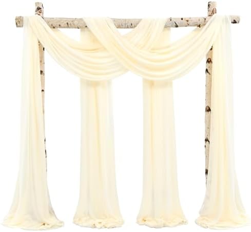 Wedding Arch Draping Fabric Beige Chiffon Fabric Drapes in Beige