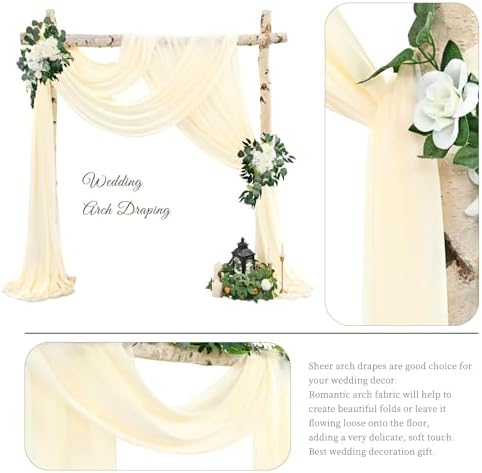 Wedding Arch Draping Fabric Beige Chiffon Fabric Drapes in Beige, alternate view 3