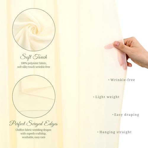 Wedding Arch Draping Fabric Beige Chiffon Fabric Drapes in Beige, alternate view 4
