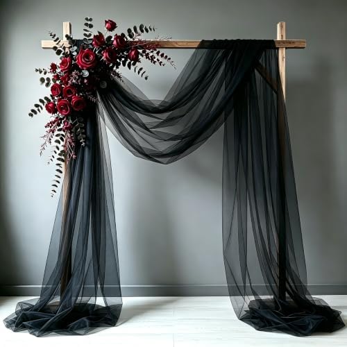 Wedding Arch Draping Fabric, Black, 1 Panel, 28.7in x 20ft in 28.7"W x 240"L (Pack of 1) in Black