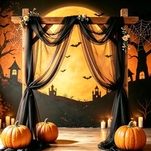 Wedding Arch Draping Fabric, Black, 1 Panel, 28.7in x 20ft in 28.7"W x 240"L (Pack of 1) in Black, alternate view 2