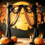 Wedding Arch Draping Fabric, Black, 1 Panel, 28.7in x 20ft in 28.7"W x 240"L (Pack of 1) in Black, alternate view 2