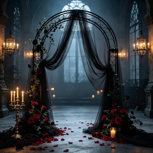 Wedding Arch Draping Fabric, Black, 1 Panel, 28.7in x 20ft in 28.7"W x 240"L (Pack of 1) in Black, alternate view 3
