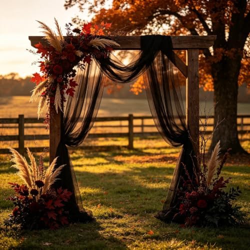 Wedding Arch Draping Fabric, Black, 1 Panel, 28.7in x 20ft in 28.7"W x 240"L (Pack of 1) in Black, alternate view 5
