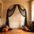 Wedding Arch Draping Fabric, Black, 1 Panel, 28.7in x 20ft in 28.7"W x 240"L (Pack of 1) in Black, alternate view 6