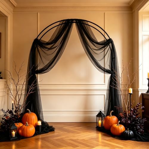 Wedding Arch Draping Fabric, Black, 1 Panel, 28.7in x 20ft in 28.7"W x 240"L (Pack of 1) in Black, alternate view 6