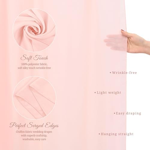 Wedding Arch Draping Fabric Blush Pink Chiffon Fabric Drapes in Blush Pink, alternate view 4
