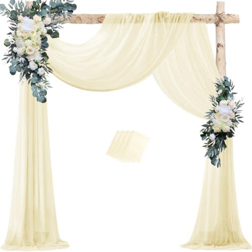 Wedding Arch Draping Fabric Chiffon Curtains, 29in x 18Ft Sheer Chiffon Outdoor Curtain for Wedding Ceremony