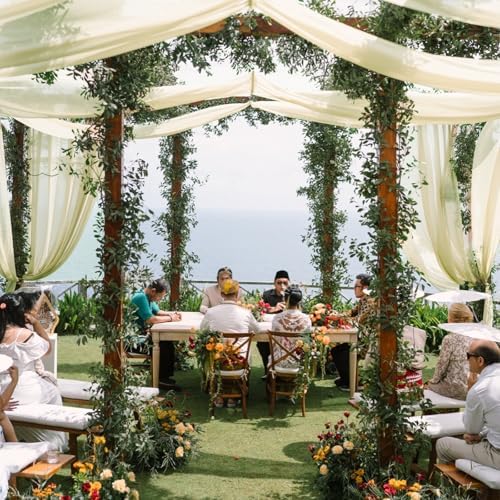 Wedding Arch Draping Fabric Chiffon Curtains, 29in x 18Ft Sheer Chiffon Outdoor Curtain for Wedding Ceremony, alternate view