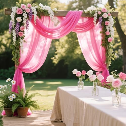 Wedding Arch Draping Fabric Chiffon Curtains, 29in x 18Ft Sheer Chiffon Outdoor Curtain for Wedding Ceremony, alternate view