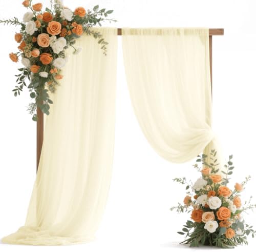 Wedding Arch Draping Fabric Chiffon Fabric, 29in x 18Ft 2 Panels Sheer Chiffon Outdoor Curtain for Wedding