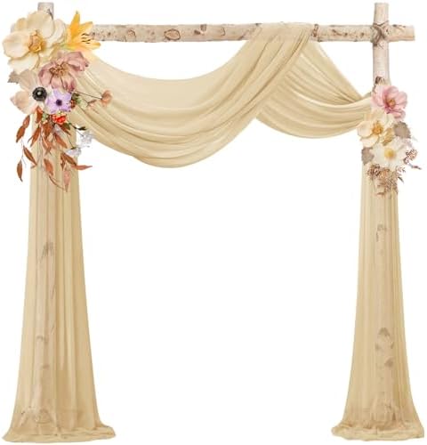 Wedding Arch Draping Fabric Chiffon Fabric, 29in x 18Ft 2 Panels Sheer Chiffon Outdoor Curtain for Wedding